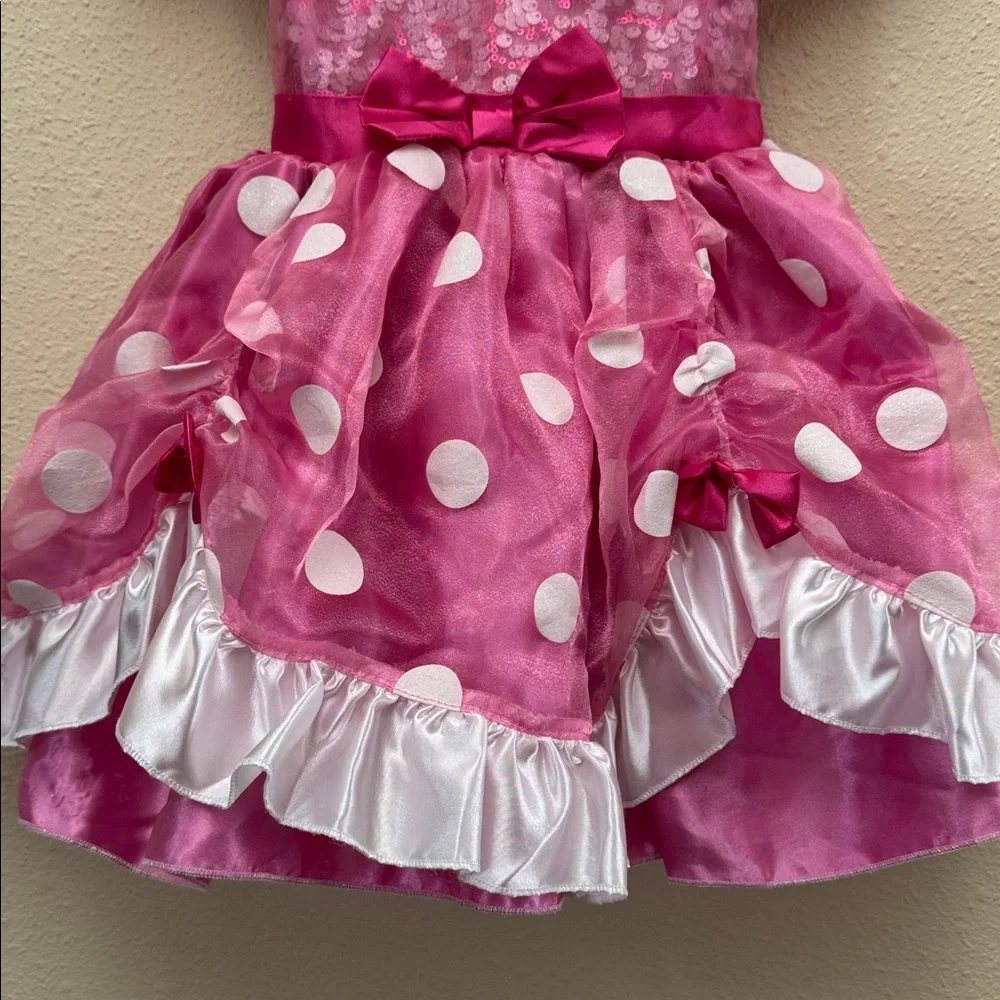 Disney Minnie Mouse Pink and White Polka Dot Costume Dress Size US 2